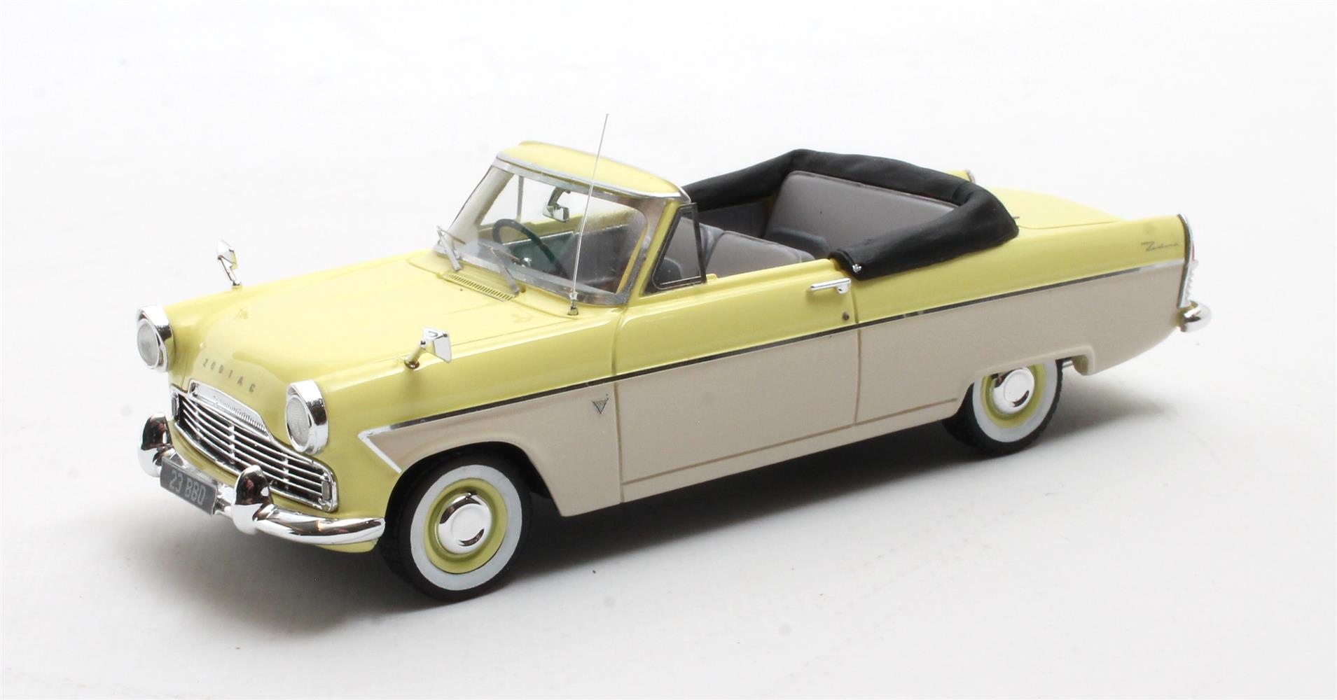 Ford Zodiac Mk.II 206E Cabriolet 1958-1962 Geel/Wit - 1:43